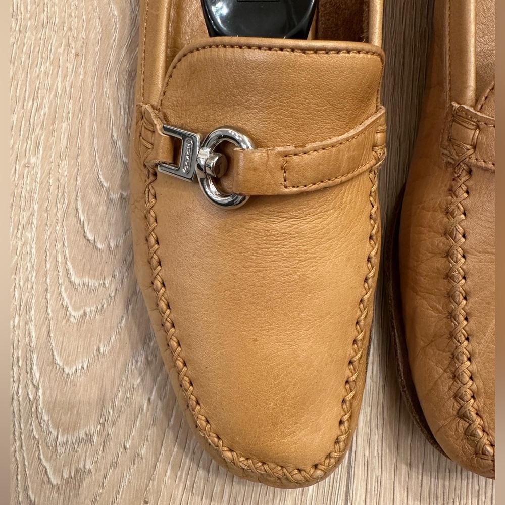 Coach Tan Leather Slip-On Loafers for Fall very good condition. Soles are leathe - Picture 2 of 5